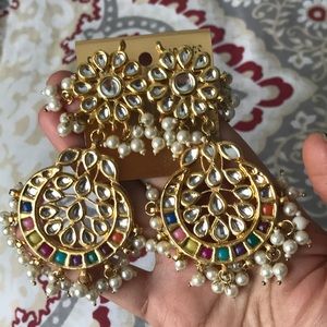 Statement Indian Navratna Earrings